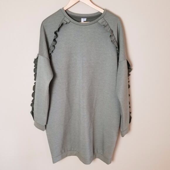 ASOS Army Green Ruffle Sweater or Tunic Dress - Picture 2 of 7
